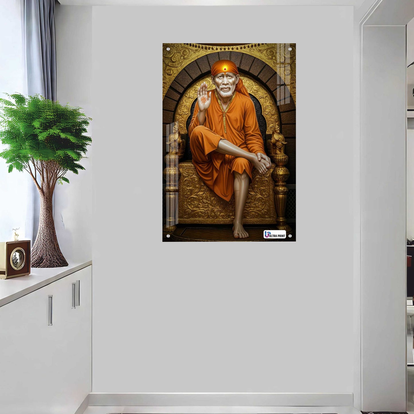 Shirdi Sai Baba Golden Aura Premium Acrylic Frame