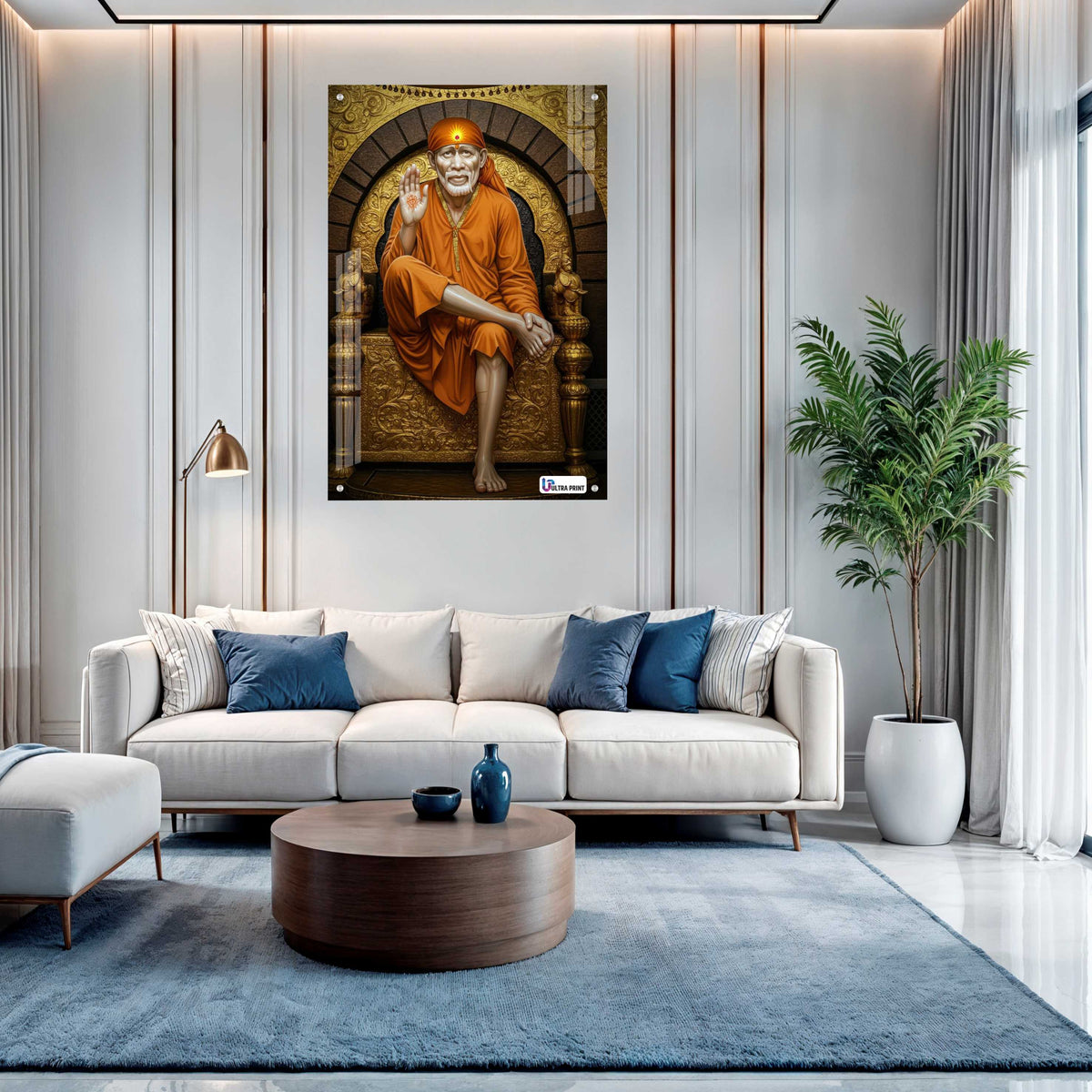 Shirdi Sai Baba Golden Aura Premium Acrylic Frame
