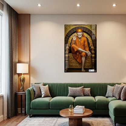 Shirdi Sai Baba Golden Aura Premium Acrylic Frame