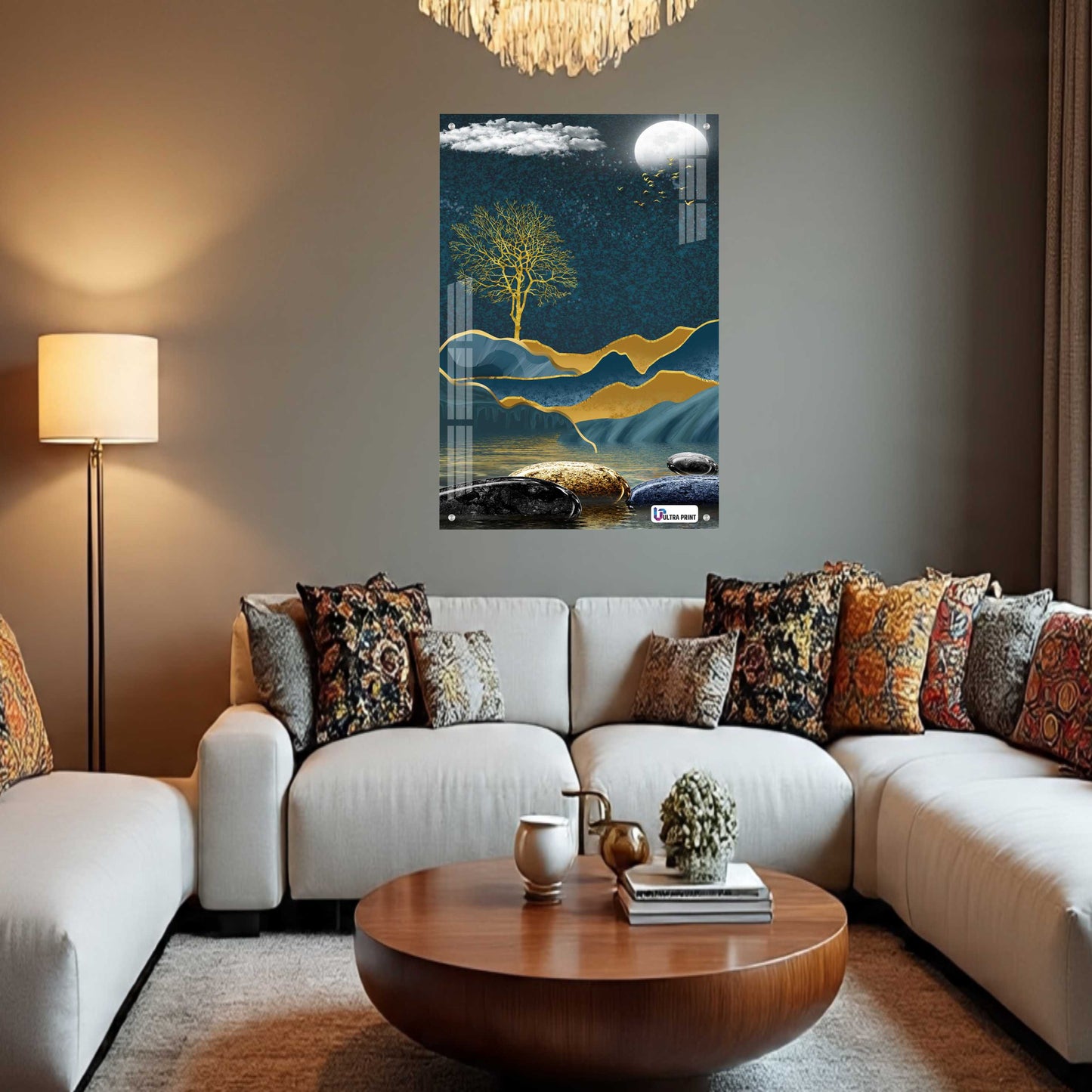 Golden Tree Serenity Modern Spiritual Acrylic Art