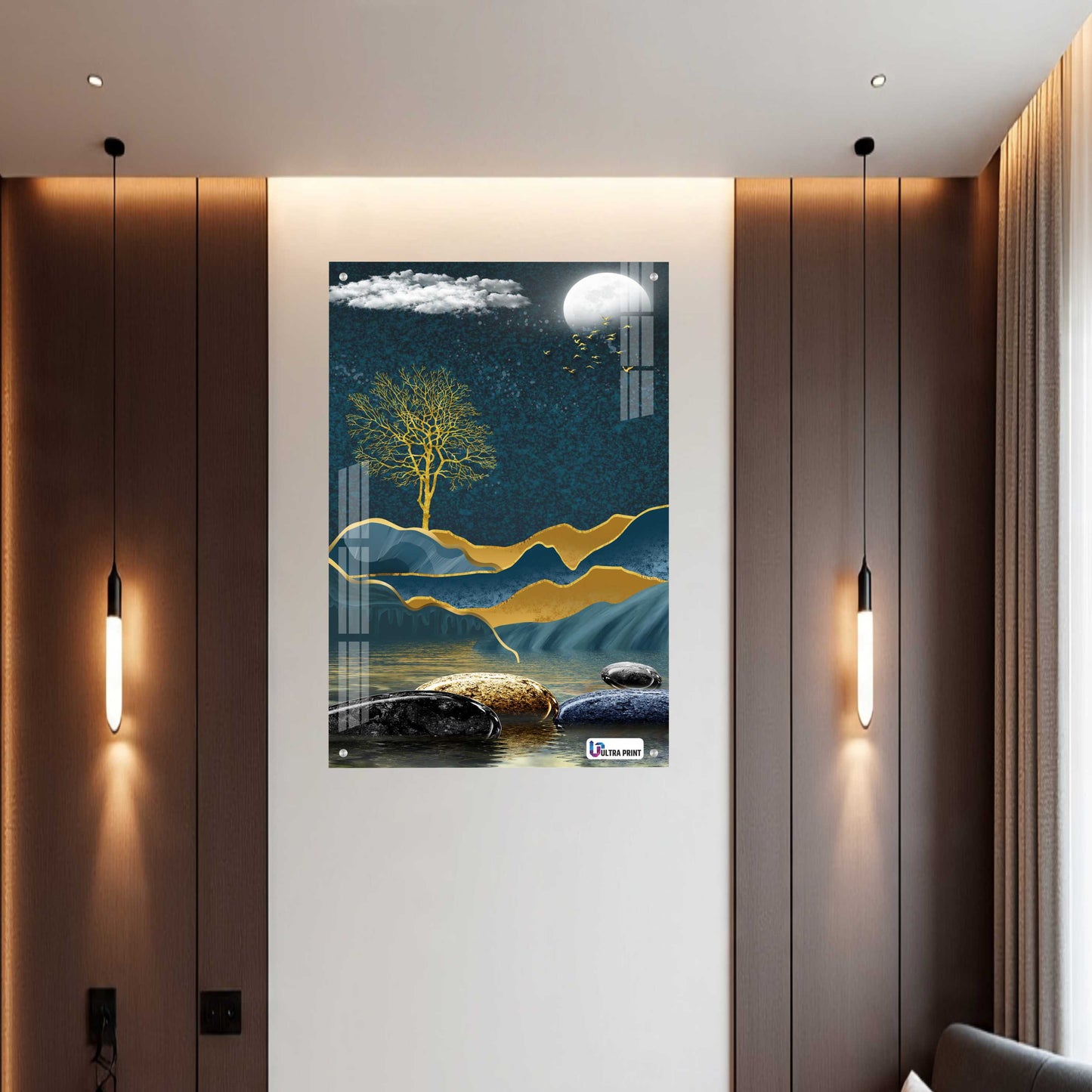 Golden Tree Serenity Modern Spiritual Acrylic Art