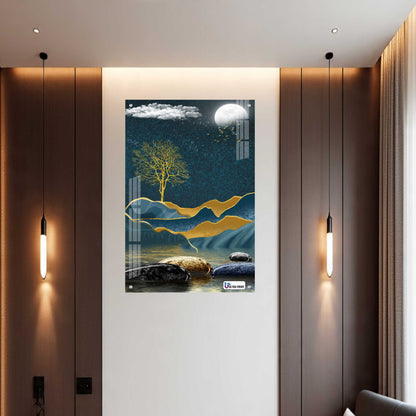 Golden Tree Serenity Modern Spiritual Acrylic Art