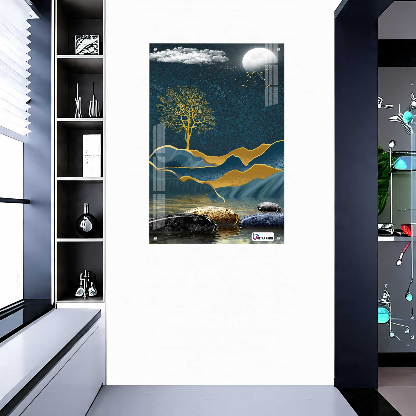 Golden Tree Serenity Modern Spiritual Acrylic Art