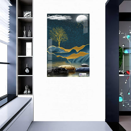 Golden Tree Serenity Modern Spiritual Acrylic Art