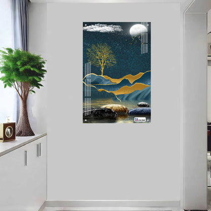 Golden Tree Serenity Modern Spiritual Acrylic Art