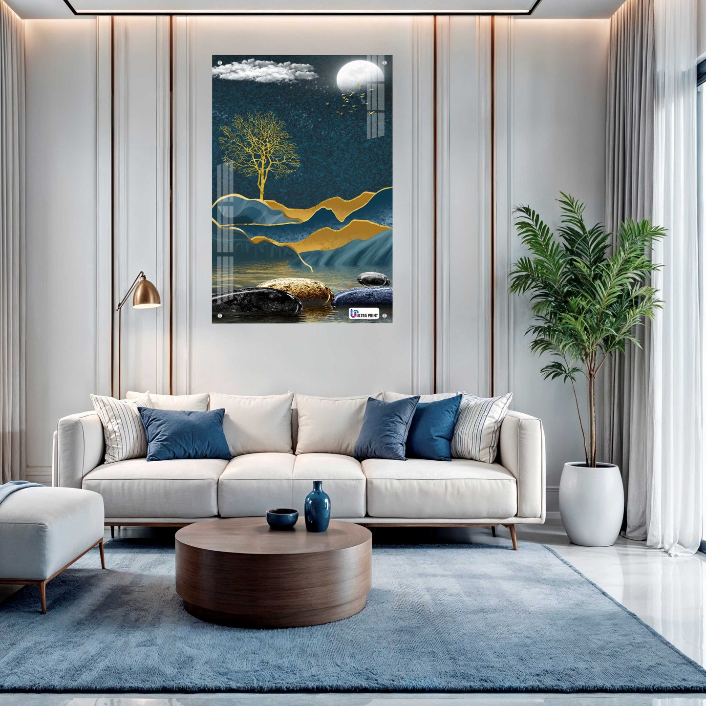 Golden Tree Serenity Modern Spiritual Acrylic Art