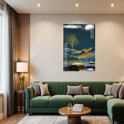 Golden Tree Serenity Modern Spiritual Acrylic Art
