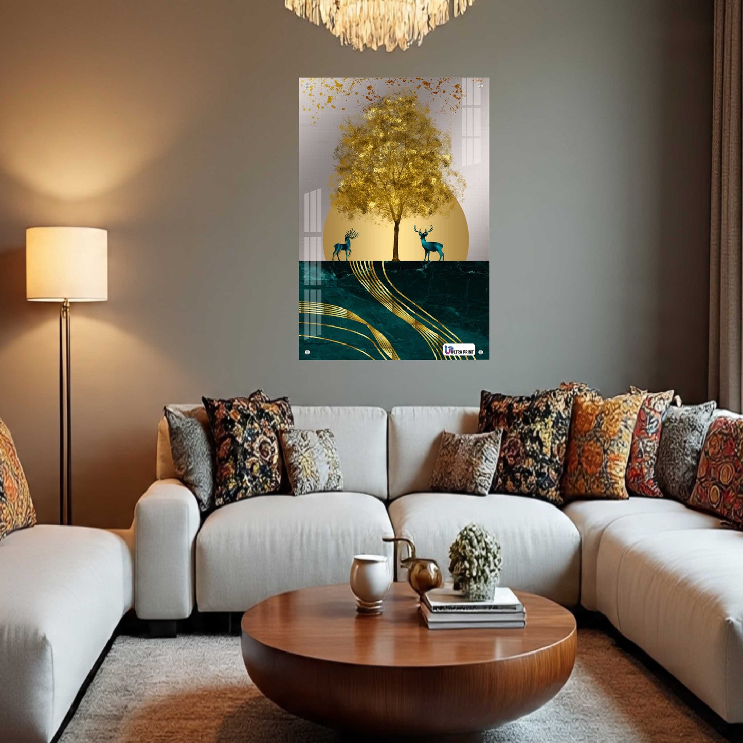 Luxury Golden Deer Abstract Premium Acrylic Wall Art
