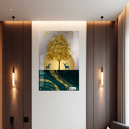 Luxury Golden Deer Abstract Premium Acrylic Wall Art