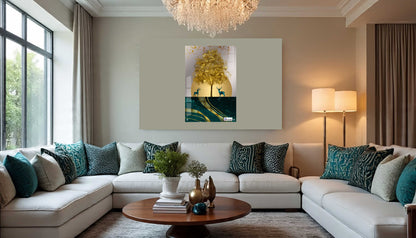 Luxury Golden Deer Abstract Premium Acrylic Wall Art