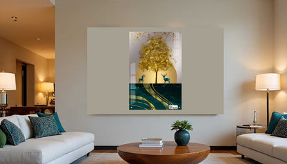 Luxury Golden Deer Abstract Premium Acrylic Wall Art