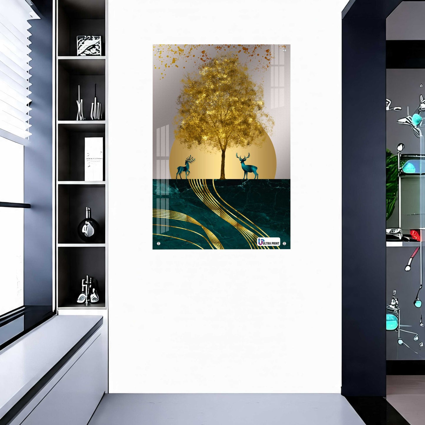 Luxury Golden Deer Abstract Premium Acrylic Wall Art