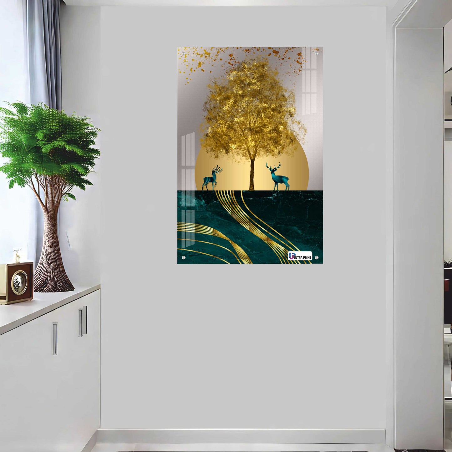 Luxury Golden Deer Abstract Premium Acrylic Wall Art