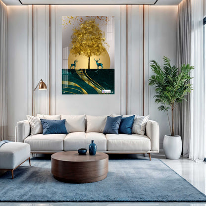 Luxury Golden Deer Abstract Premium Acrylic Wall Art