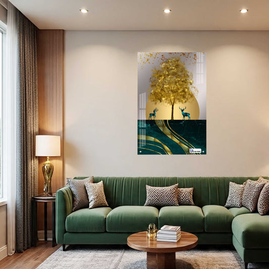 Luxury Golden Deer Abstract Premium Acrylic Wall Art