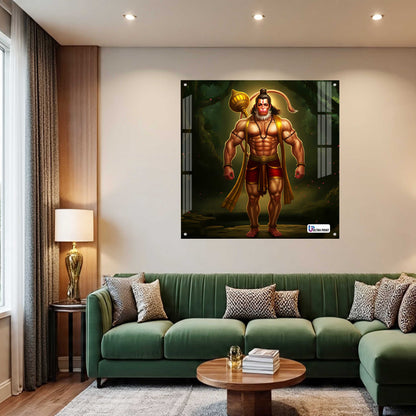 Divine Hanuman Square Acrylic Wall Art