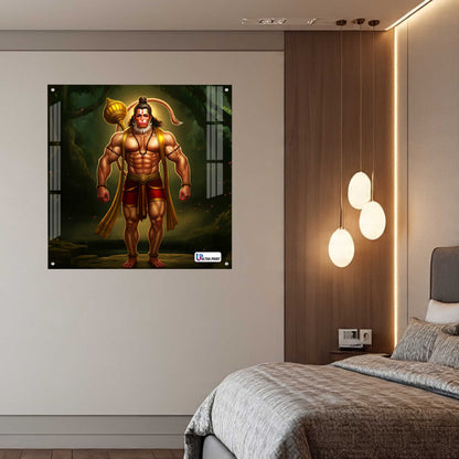 Divine Hanuman Square Acrylic Wall Art