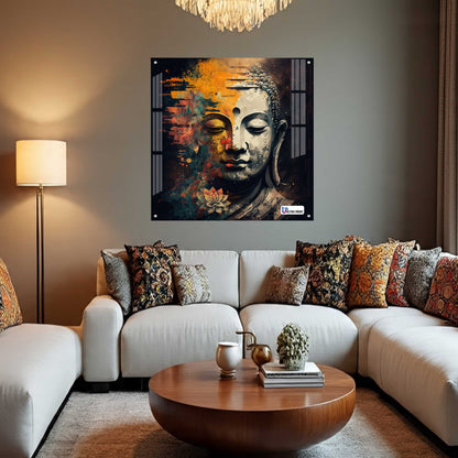 Modern Abstract Buddha Serenity Square Acrylic Wall Art