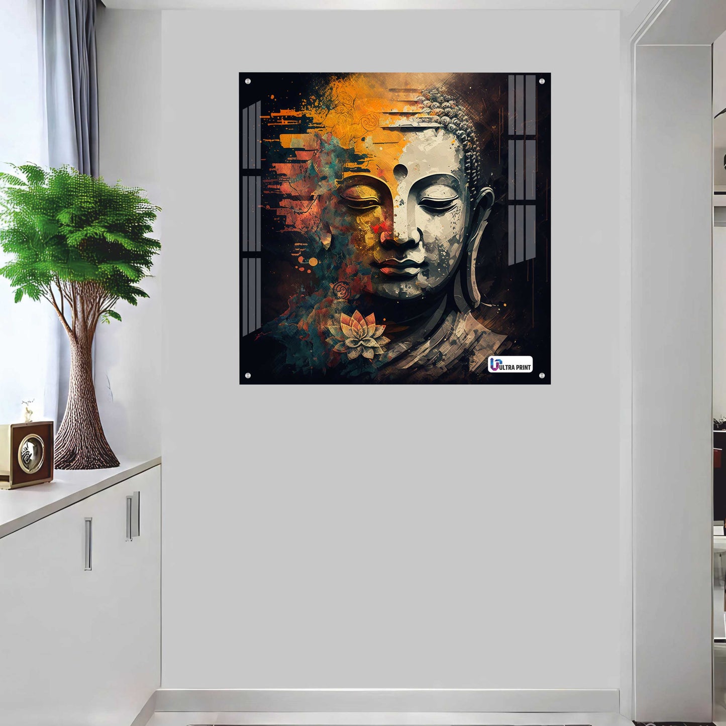 Modern Abstract Buddha Serenity Square Acrylic Wall Art