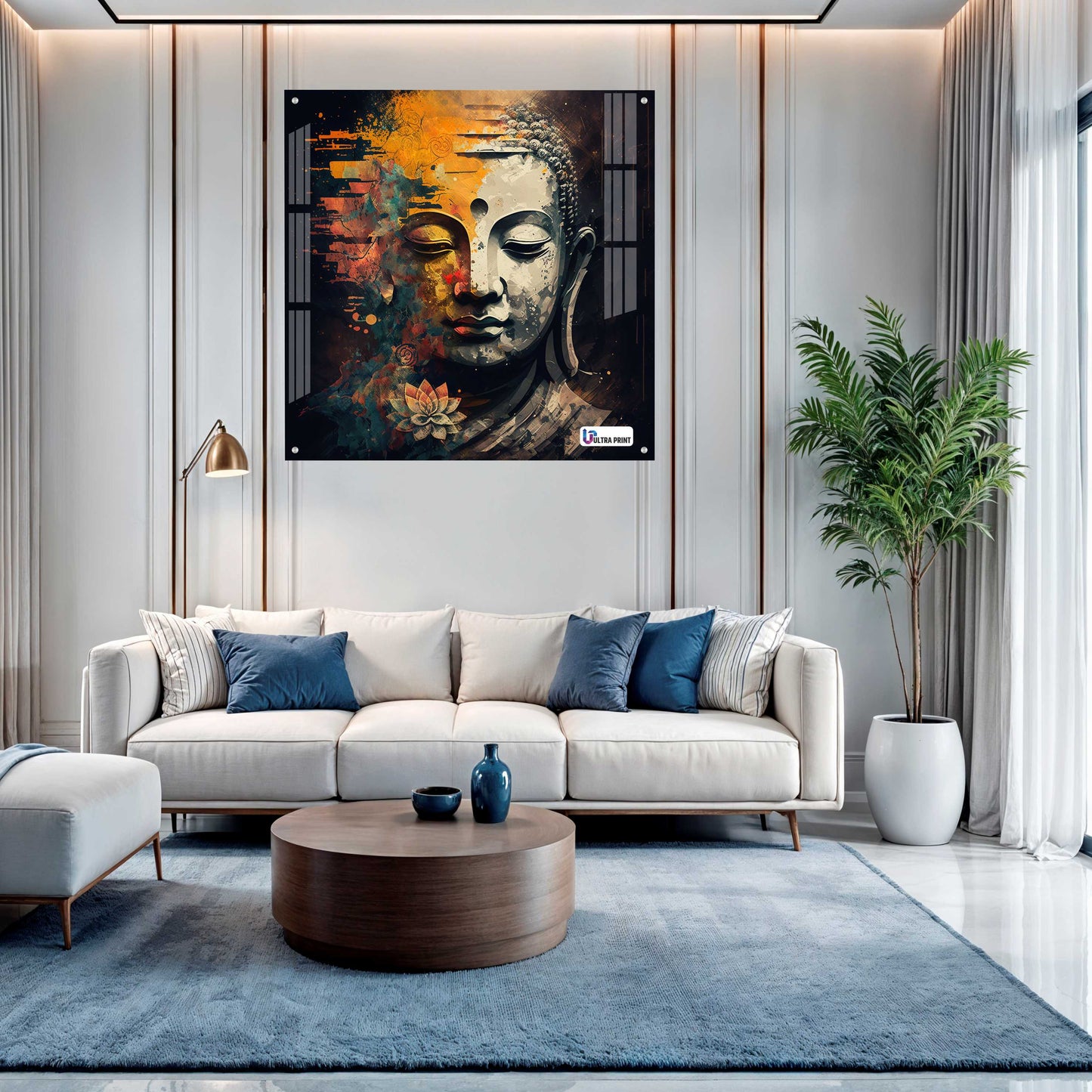 Modern Abstract Buddha Serenity Square Acrylic Wall Art