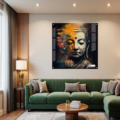 Modern Abstract Buddha Serenity Square Acrylic Wall Art
