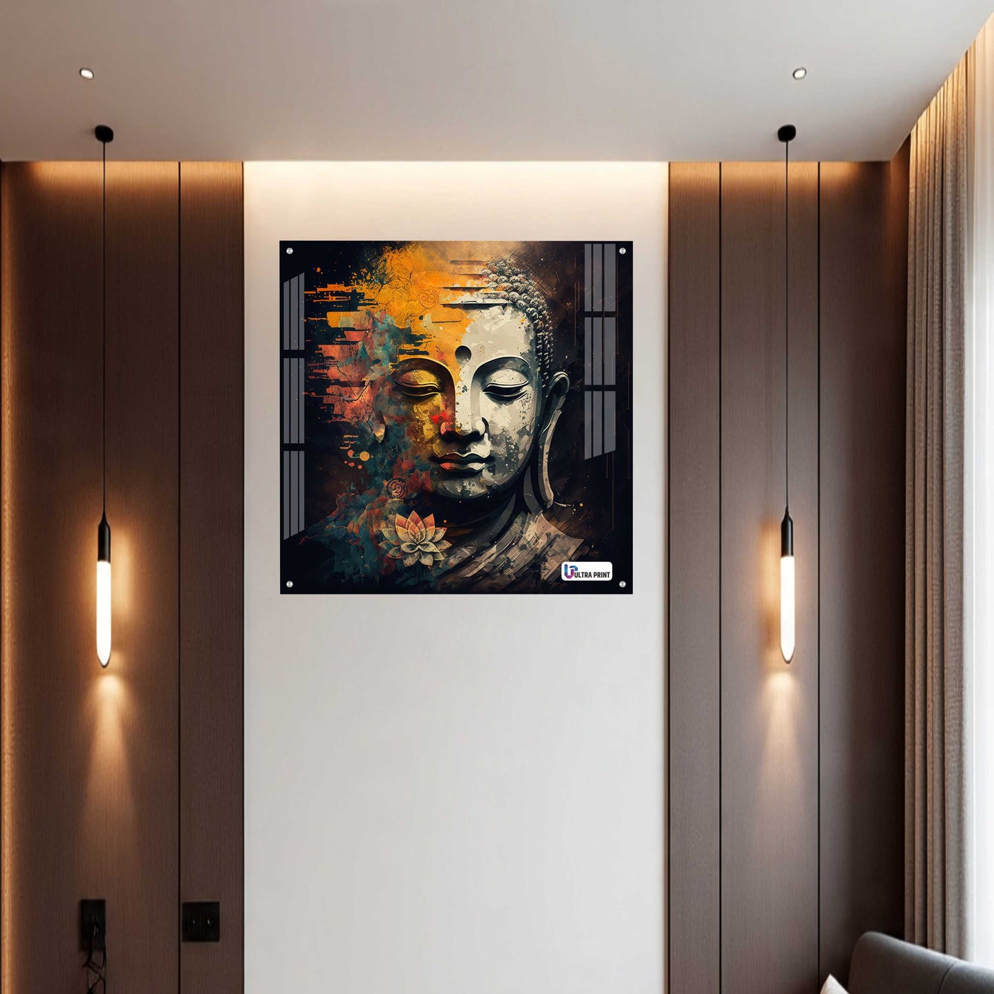 Modern Abstract Buddha Serenity Square Acrylic Wall Art