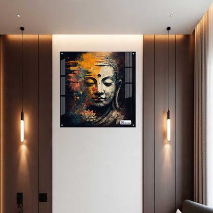 Modern Abstract Buddha Serenity Square Acrylic Wall Art