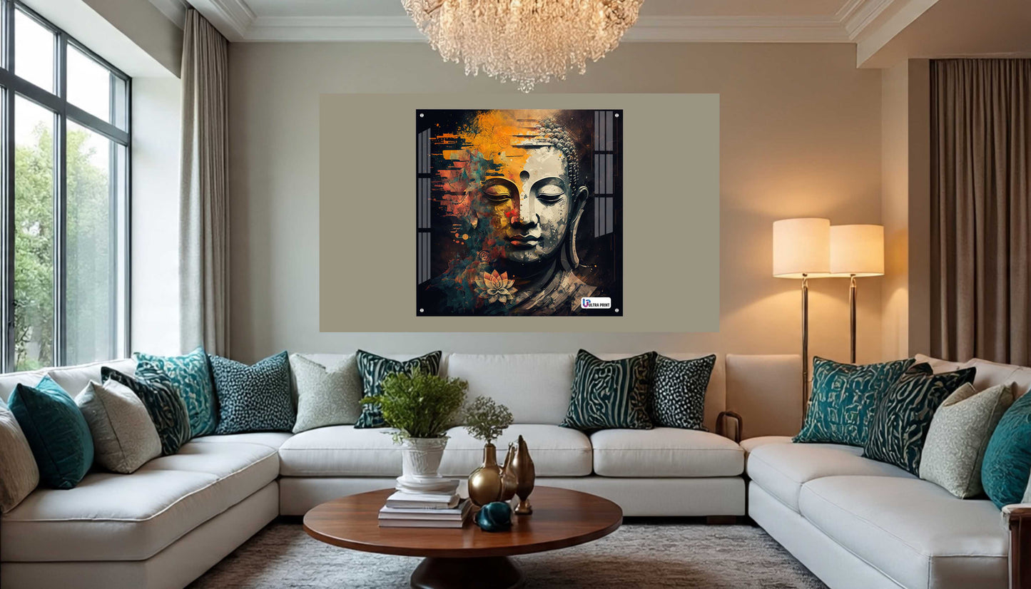 Modern Abstract Buddha Serenity Square Acrylic Wall Art