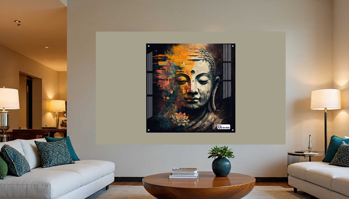 Modern Abstract Buddha Serenity Square Acrylic Wall Art