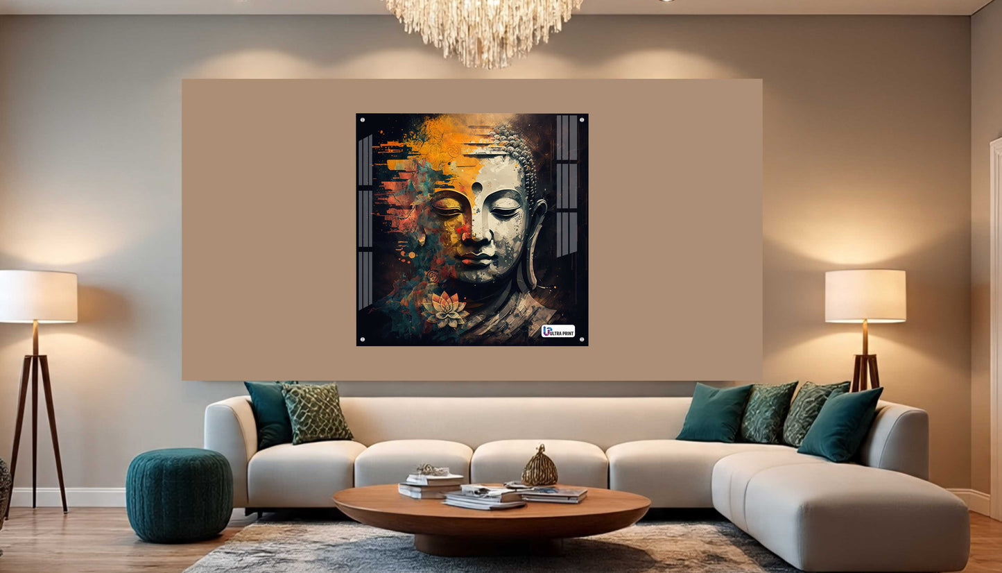 Modern Abstract Buddha Serenity Square Acrylic Wall Art