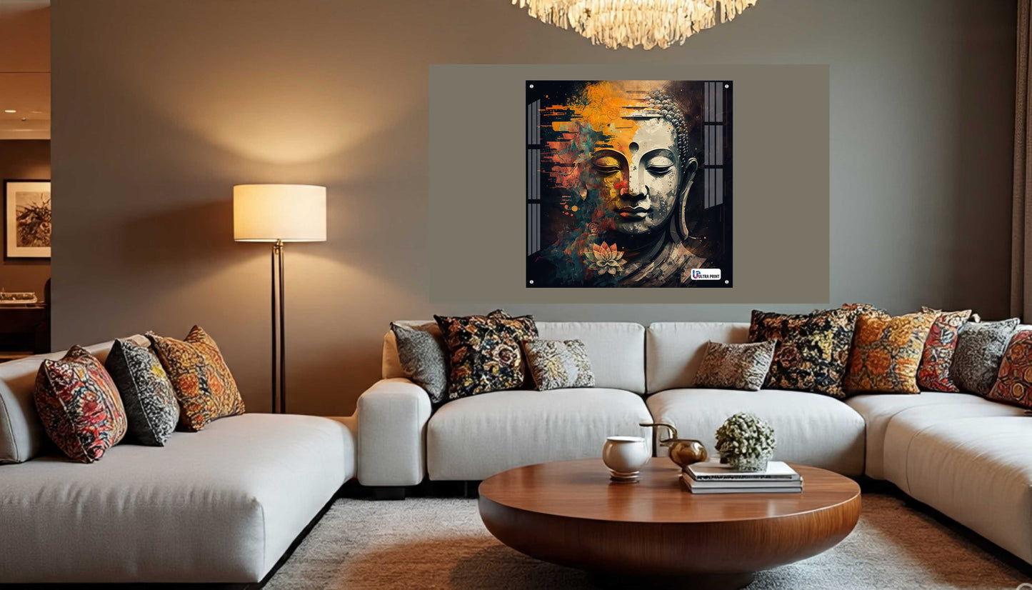 Modern Abstract Buddha Serenity Square Acrylic Wall Art
