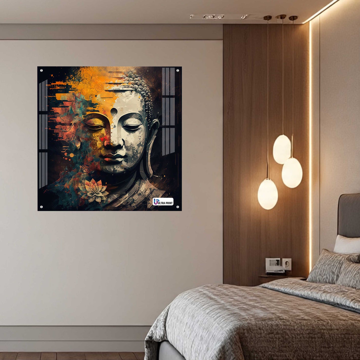 Modern Abstract Buddha Serenity Square Acrylic Wall Art