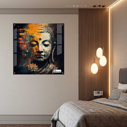 Modern Abstract Buddha Serenity Square Acrylic Wall Art