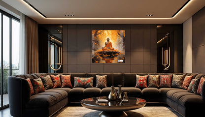 Golden Serenity Buddha Meditation Square Acrylic Wall Art