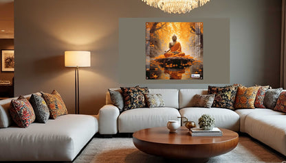 Golden Serenity Buddha Meditation Square Acrylic Wall Art