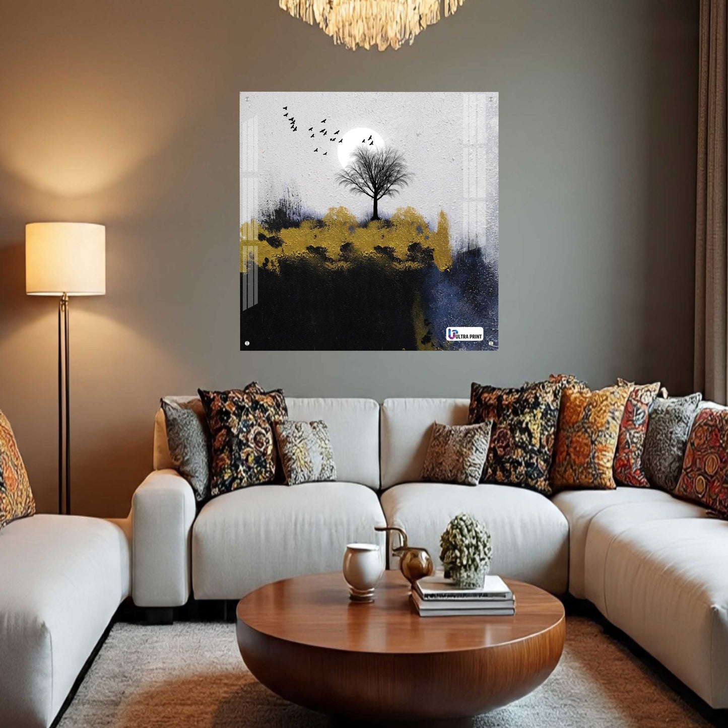 Minimalist Moon Tree Square Acrylic Wall Art