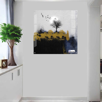 Minimalist Moon Tree Square Acrylic Wall Art