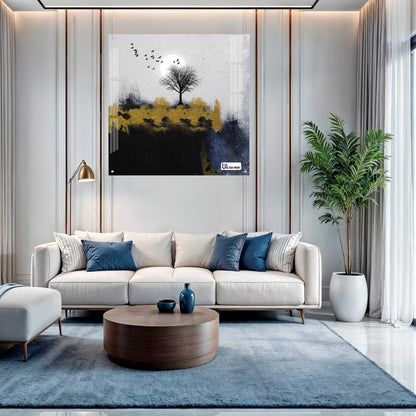 Minimalist Moon Tree Square Acrylic Wall Art