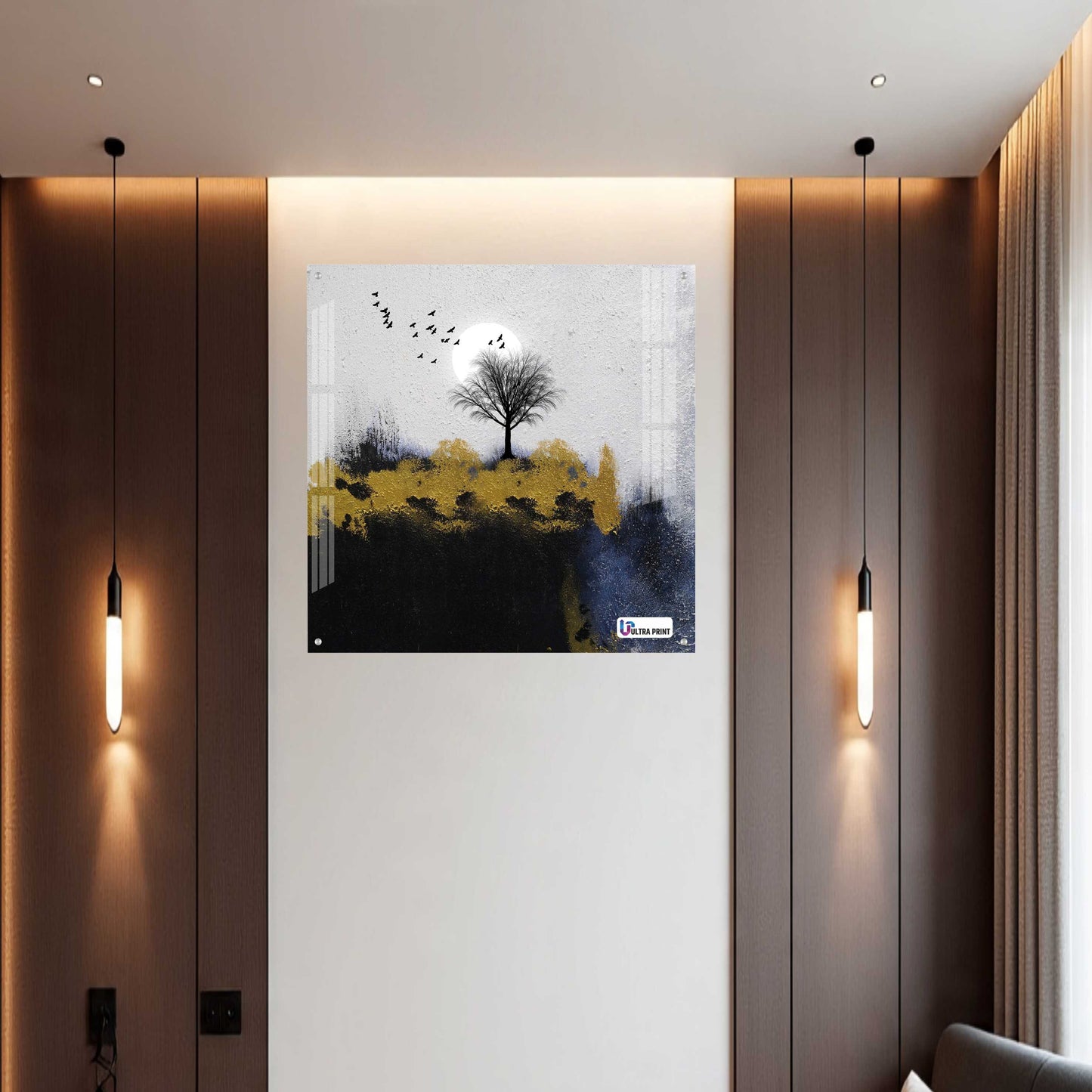 Minimalist Moon Tree Square Acrylic Wall Art