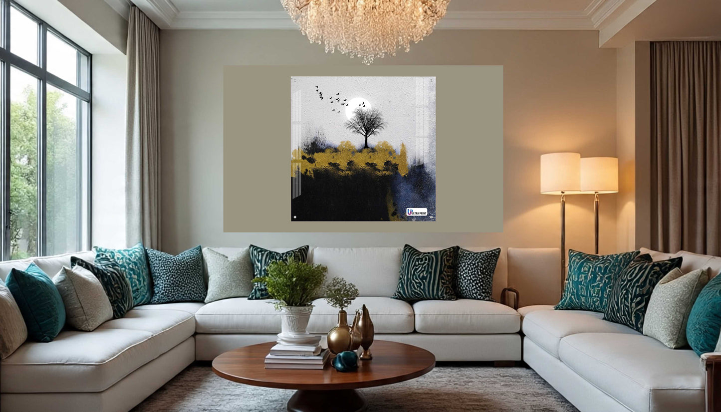 Minimalist Moon Tree Square Acrylic Wall Art