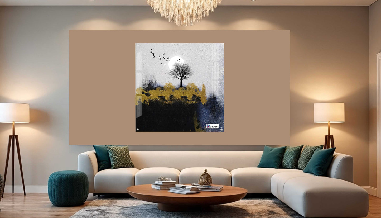 Minimalist Moon Tree Square Acrylic Wall Art