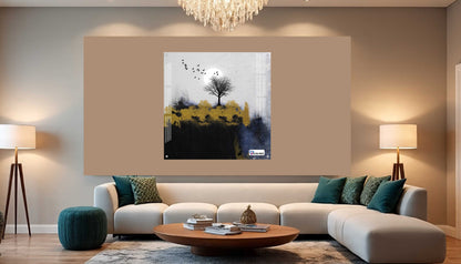 Minimalist Moon Tree Square Acrylic Wall Art