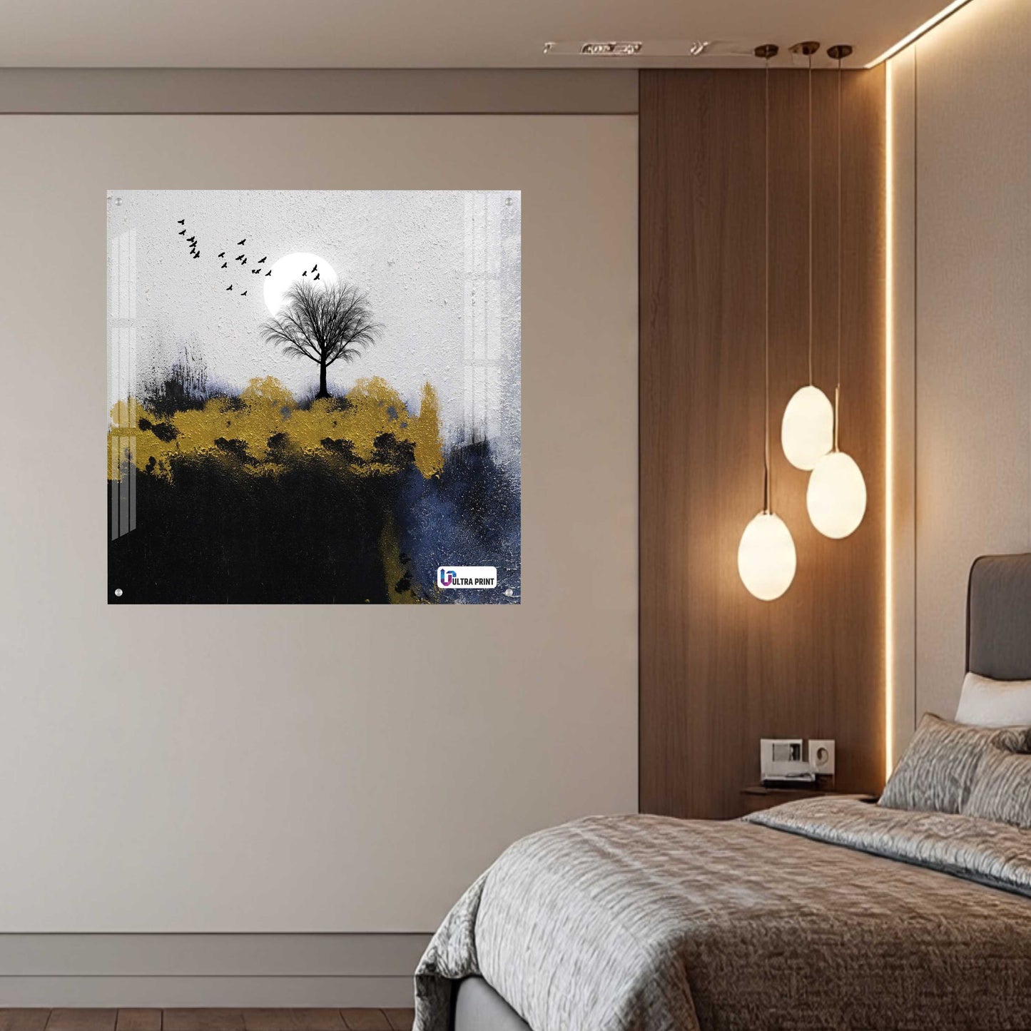 Minimalist Moon Tree Square Acrylic Wall Art