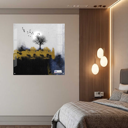 Minimalist Moon Tree Square Acrylic Wall Art