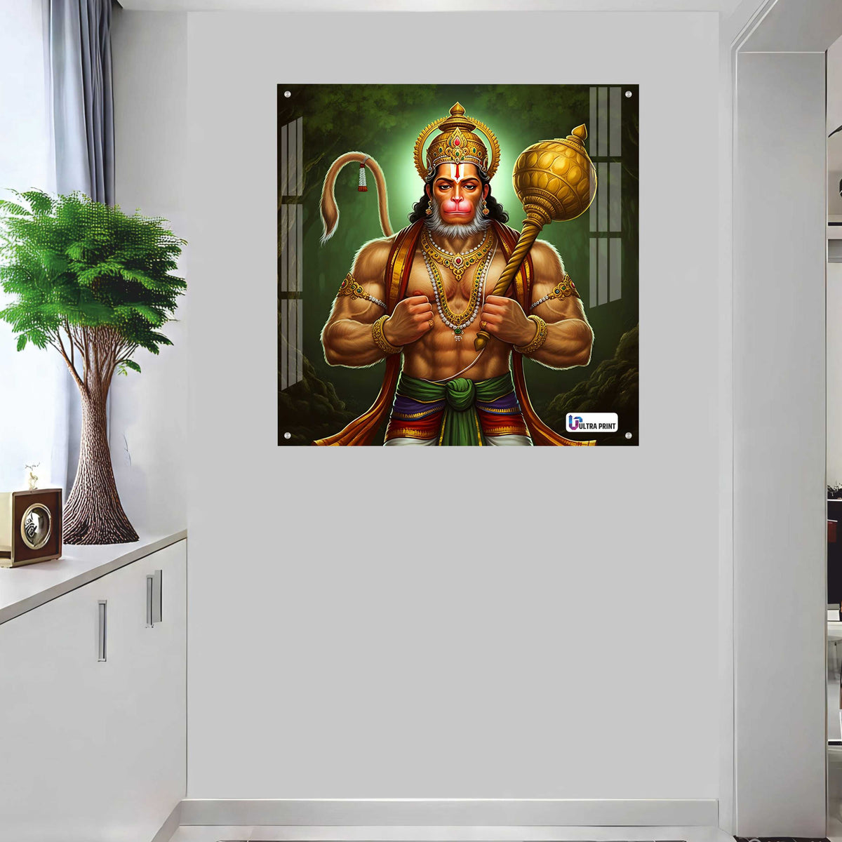 Lord Hanuman Square Acrylic Wall Art