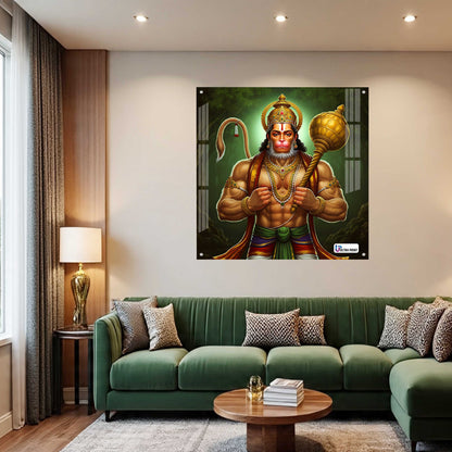 Lord Hanuman Square Acrylic Wall Art