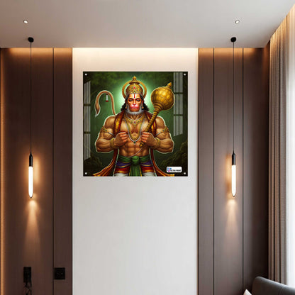 Lord Hanuman Square Acrylic Wall Art