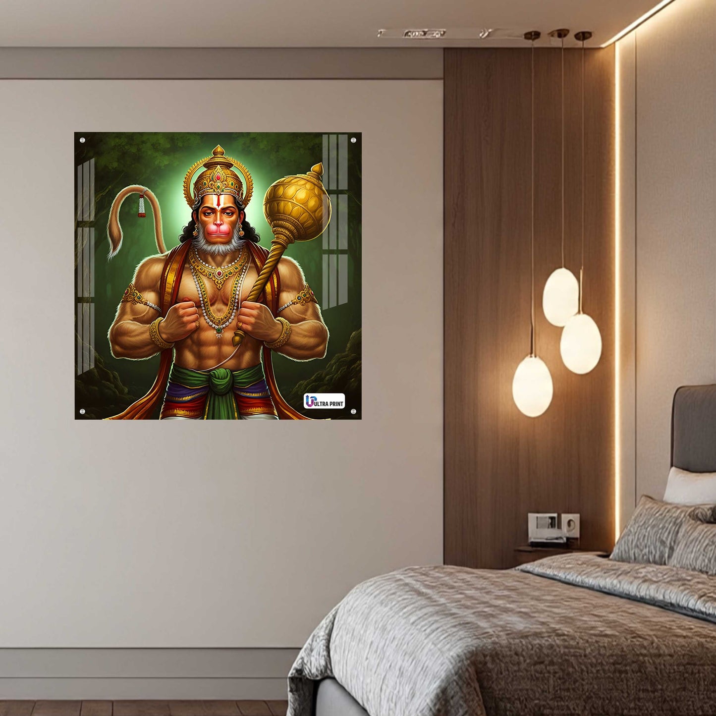 Lord Hanuman Square Acrylic Wall Art