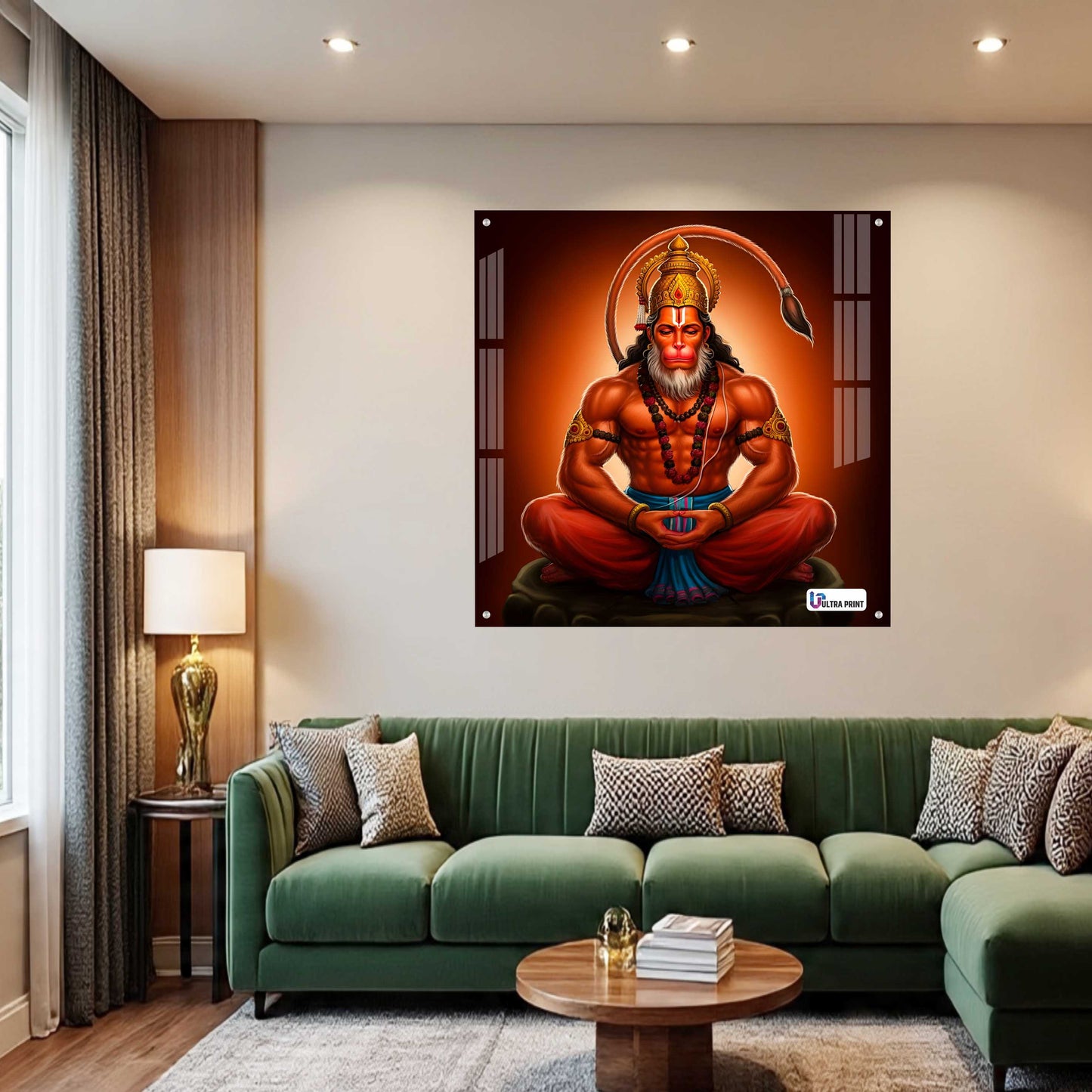 Meditating Lord Hanuman Square Acrylic Wall Art