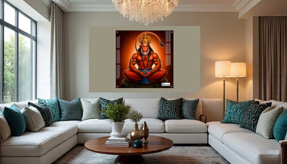 Meditating Lord Hanuman Square Acrylic Wall Art